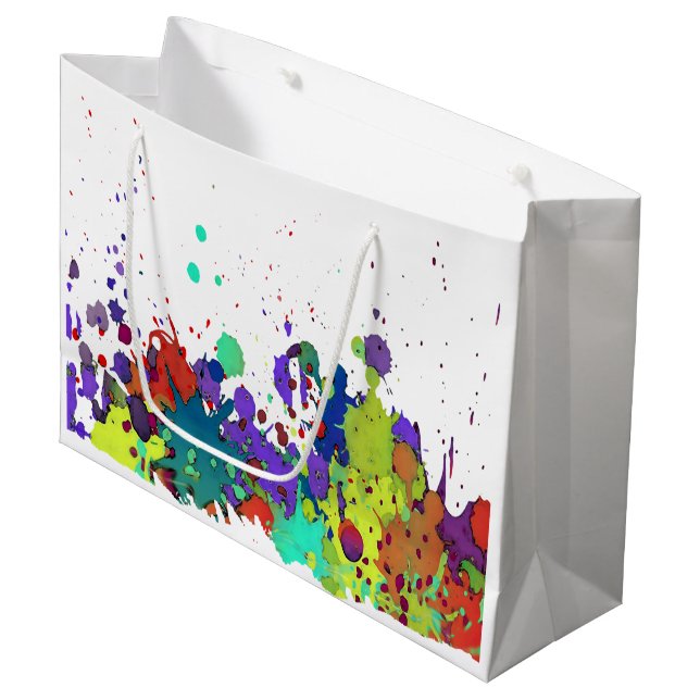 FUNNY FARBSPLASH I + Ihr Backgr. Ideen Große Geschenktüte (Vorderseite Schrägansicht)