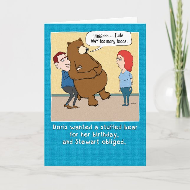Funny farci Ours carte d'anniversaire (Devant)