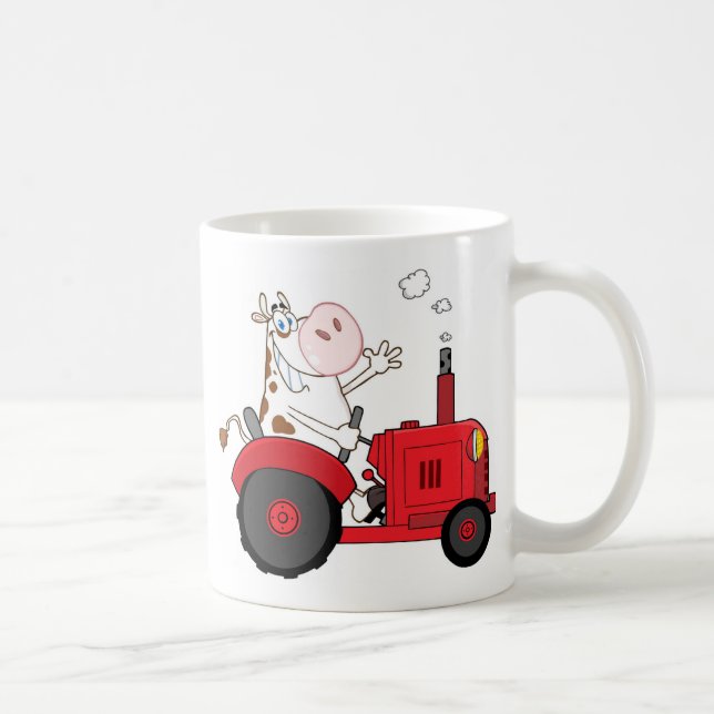 Funny Farm Cow auf Zugmaschine personalisiert Kaffeetasse (Rechts)