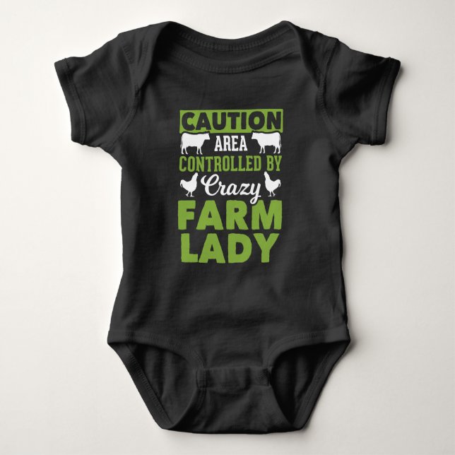 Funny Farm Ehefrau Crazy Farm Lady Baby Strampler (Vorderseite)