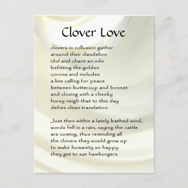 Funny Farm Gedicht Card #6 Postkarte (Vorderseite)