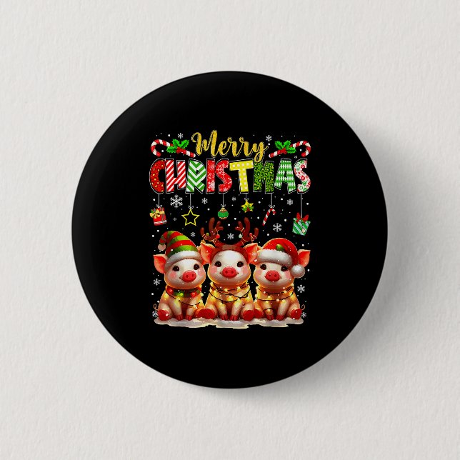 Funny Farmer Merry Christmas Reindeer Santa Gs Fam Button (Vorderseite)