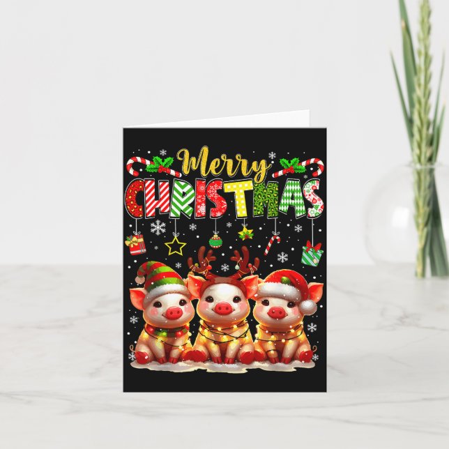 Funny Farmer Merry Christmas Reindeer Santa Gs Fam Karte (Vorderseite)