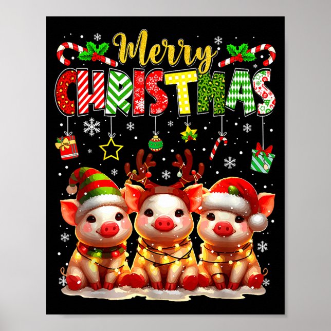 Funny Farmer Merry Christmas Reindeer Santa Gs Fam Poster (Vorne)