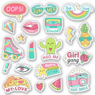 Funny Fashion Teenage Girl Niedlicher Cartoon Aufkleber