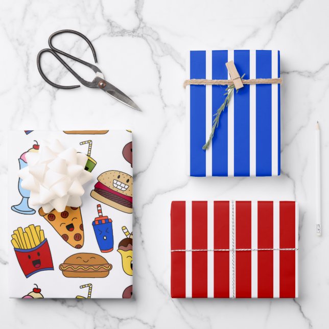 Funny Fast Food Wrapper Set Geschenkpapier Set (Vorderseite)
