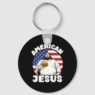 Funny Fat American Jesus Hamburger Sarcastic 4th O Schlüsselanhänger