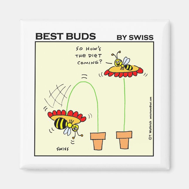 Funny Fat Bumblebee Cartoon Dieting Humor Magnet (Vorne)