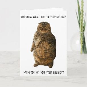 Funny Fat Cat debout Carte de voeux Anniversaire 