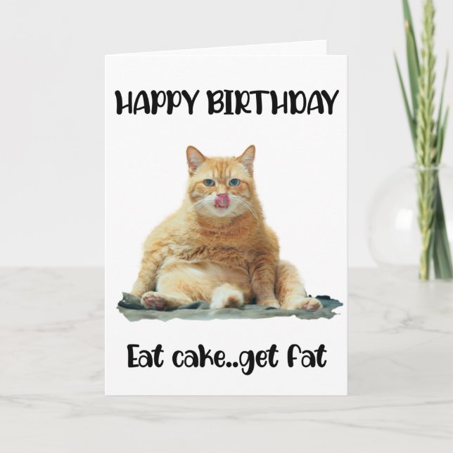 Funny Fat Cat Geburtstags Grußkarte Karte (Vorderseite)