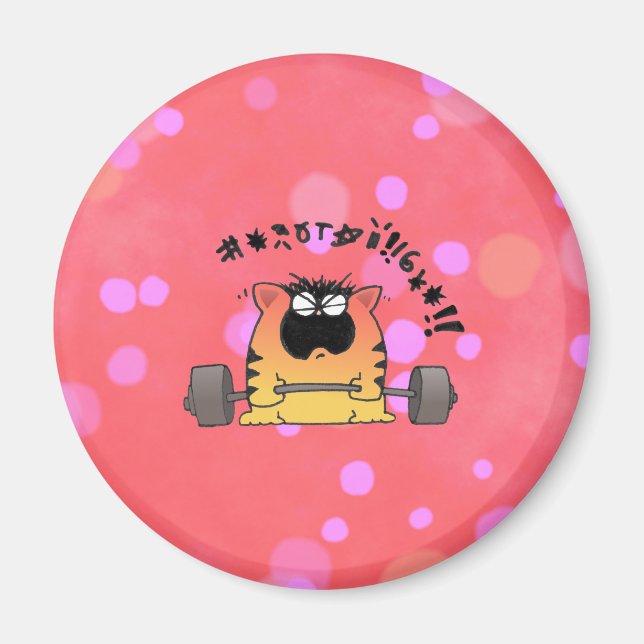 Funny Fat Cat Lift Gewicht Magnet (Vorne)