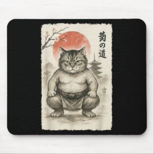 Funny Fat Cat Sumo Wrestler Sumi-e japanische Kuns Mousepad