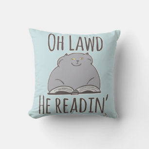 Funny Fat Cat The Reading Fun Cartoon Logo Kissen