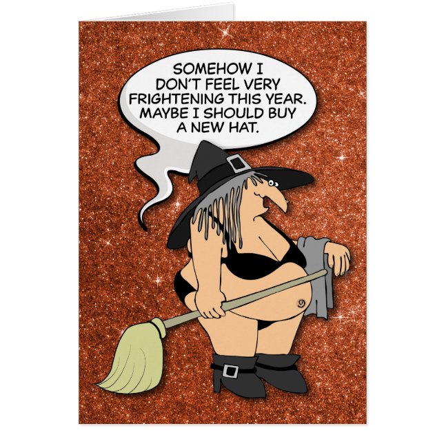 Funny Fat Old Witze in einer Bikini Halloween Card (Vorne)