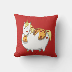 Funny Fat Unicorn Eating Pepperoni Pizza Kissen