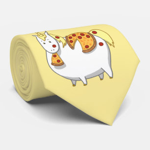Funny Fat Unicorn Eating Pepperoni Pizza Krawatte