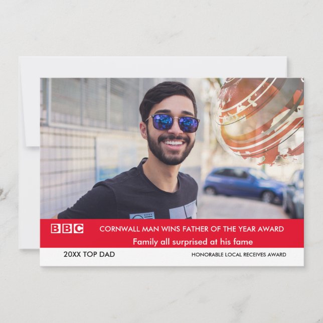 Funny Father's Day Card 🎉 Fake UK TV News Einladung (Vorderseite)