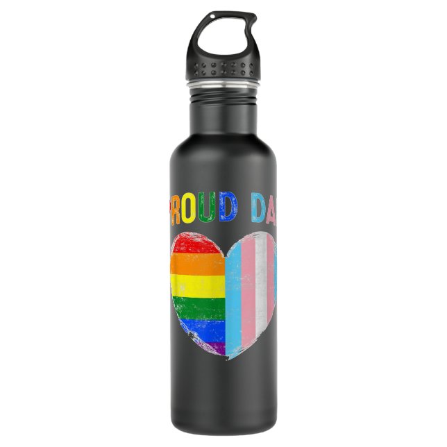 Funny Father's Day Proud Dad Transgender Gay Rainb Edelstahlflasche (Vorderseite)