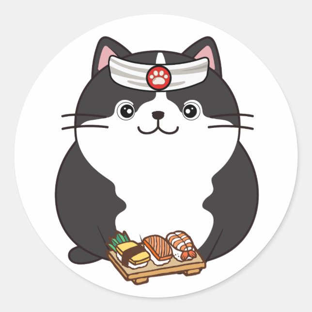Funny Fats ist ein Sushi-Koch Runder Aufkleber (Vorderseite)