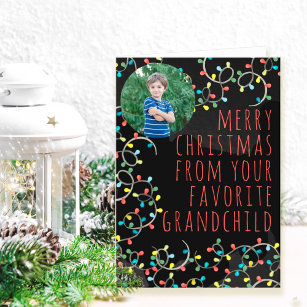 Funny Favorite Grandchild Foto Weihnachtsbeleuchtu Feiertagskarte