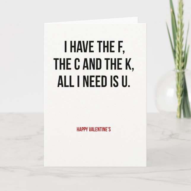 Funny Fck U Valentines Day Card Karte (Vorderseite)