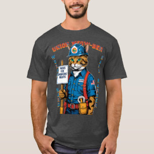 Funny Feline Gewerkschaft Mitglied am Arbeitstag i T-Shirt