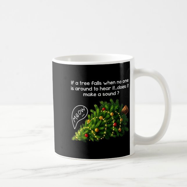 Funny Felines Pushing Christmas Tree Ugly Xmas Paj Kaffeetasse (Rechts)