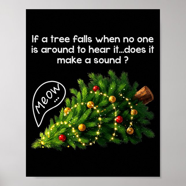 Funny Felines Pushing Christmas Tree Ugly Xmas Paj Poster (Vorne)