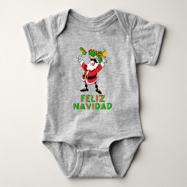 Funny Feliz Navidad Mexiko Weihnachten Baby Strampler (Vorderseite)