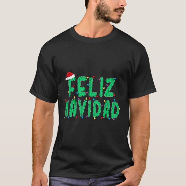 Funny Feliz Navidad Pajamas Santa Cactus Spanish C T-Shirt (Vorderseite)