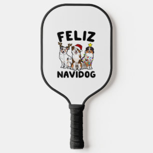 Funny Feliz Navidog Australian Shepherd Hundeliebh Pickleball Schläger