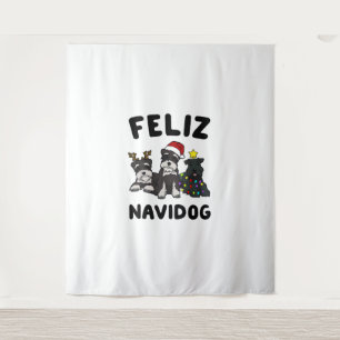 Funny Feliz Navidog Miniature Schnauzer Hundeliebh Wandteppich