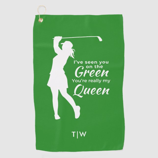 Funny Female Golf Zitat Sie sind meine Königin Golfhandtuch (Vorderseite)