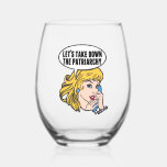 Funny Feminist Lass uns das Patriarchat abreißen Weinglas Ohne Stiel<br><div class="desc">Lasst uns das patriarchische Weingläserchen für einen feministischen Freund abnehmen. Niedliche Retro-Pop Kunst Feminismus Design für eine starke Pro-Wahl Frauen wählen für die weibliche Führung in unserem Land. Setzen Sie sich für Frauenrechte und Frauenförderung ein mit diesem coolen politischen Humor-Cartoon, der eine hübsche Blondine auf einem Vintagen Telefon mit einem...</div>