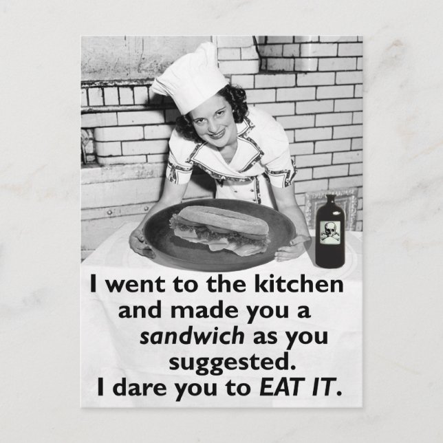 Funny Feminist macht mich zu einem Sandwich Postkarte (Vorderseite)