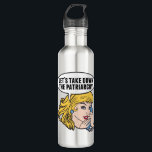 Funny Feminist Pop Art Anti Patriarchat Retro Frau Edelstahlflasche<br><div class="desc">Lasst uns das Patriarchiegeschenk abnehmen. Niedliche Retro-Pop Kunst Feminismus Design für eine starke Pro-Wahl Frauen wählen für die weibliche Führung in unserem Land. Setzen Sie sich mit diesem coolen politischen Humor-Cartoon für Frauenrechte und Frauenförderung ein, der von einer hübschen blonden Führungspersönlichkeit begleitet wird, die einen FrauenMärz auf einem Vintagen Telefon...</div>