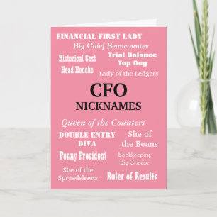 Funny Femme CFO Joke Carte de voeux d'anniversaire