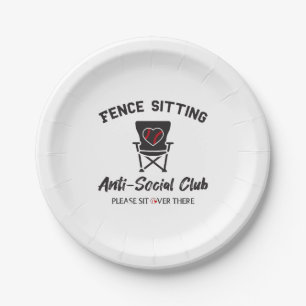 Funny Fence sitzt Anti Social Club Baseball Soft Pappteller