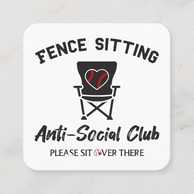 Funny Fence sitzt Anti Social Club Baseball Soft Quadratische Visitenkarte (Vorderseite)