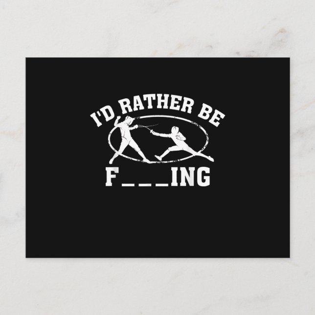 Funny Fencing Sportgeschenk Niedliche Fencer kämpf Ankündigungspostkarte (Vorderseite)