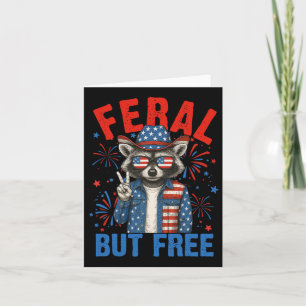 Funny Feral, aber freie USA Raccoon 4. Juli Männer Karte