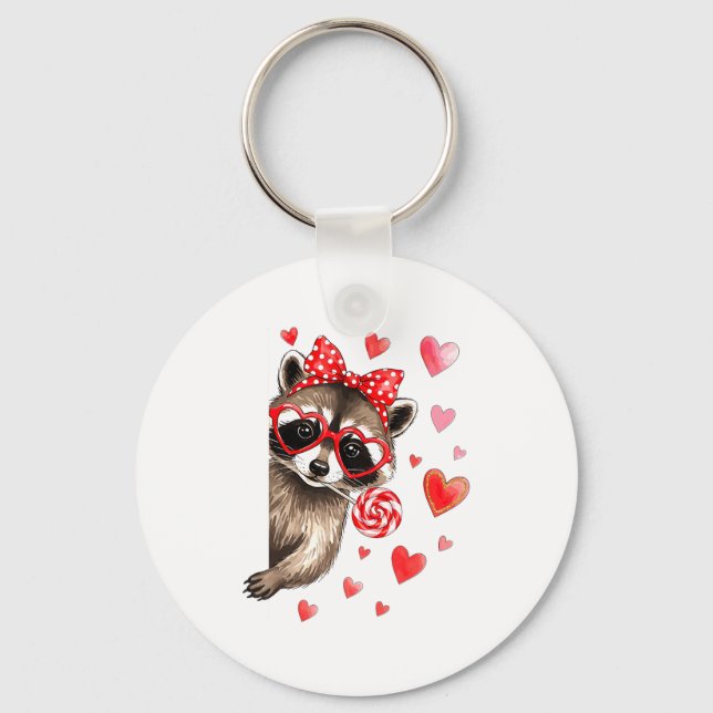 Funny Feral Raccoon Valentine's Day Sarcastic Humo Schlüsselanhänger (Vorderseite)