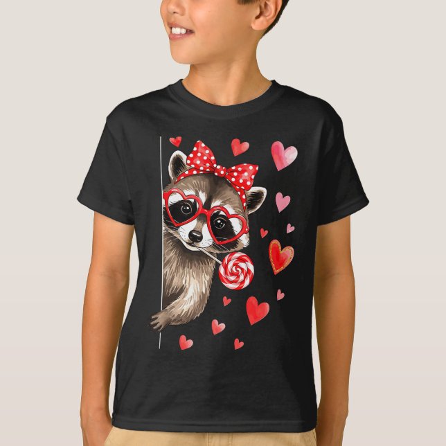 Funny Feral Raccoon Valentine's Day Sarcastic Humo T-Shirt (Vorderseite)