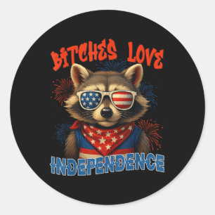 Funny Ferdependence Day Raccoon Usa Patriotic Runder Aufkleber