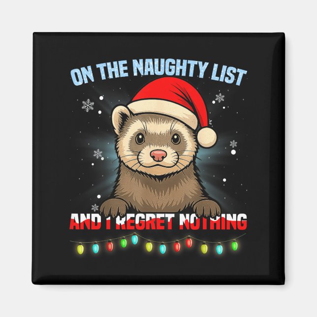 Funny Ferret Christmas Santa Hat Xmas Men Women Ki Magnet (Vorne)