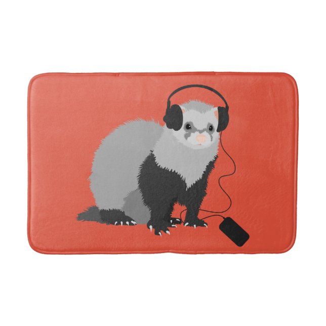 Funny Ferret Music Lover Badematte (Vorderseite)