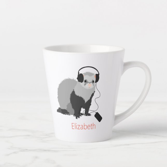Funny Ferret Music Lover Mustelid Pet Name Milchtasse (Rechts)