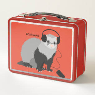 Funny Ferret Music Lover Name Metall Brotdose