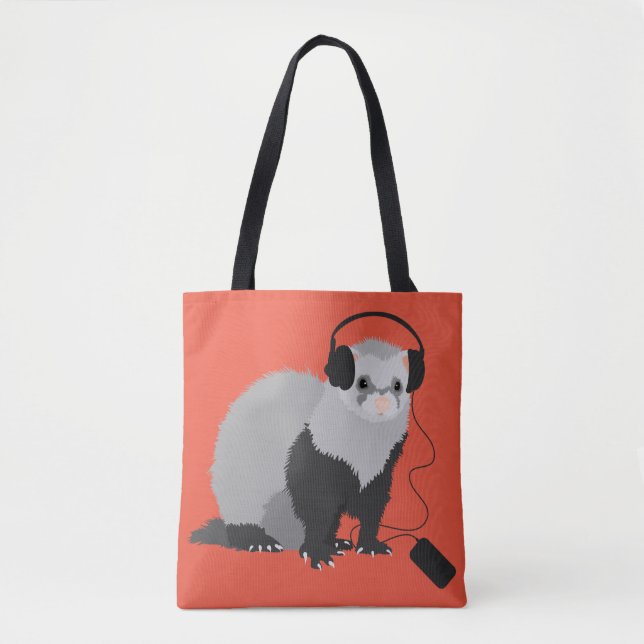 Funny Ferret Music Lover Tasche (Vorderseite)