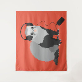 Funny Ferret Music Lover Wandteppich